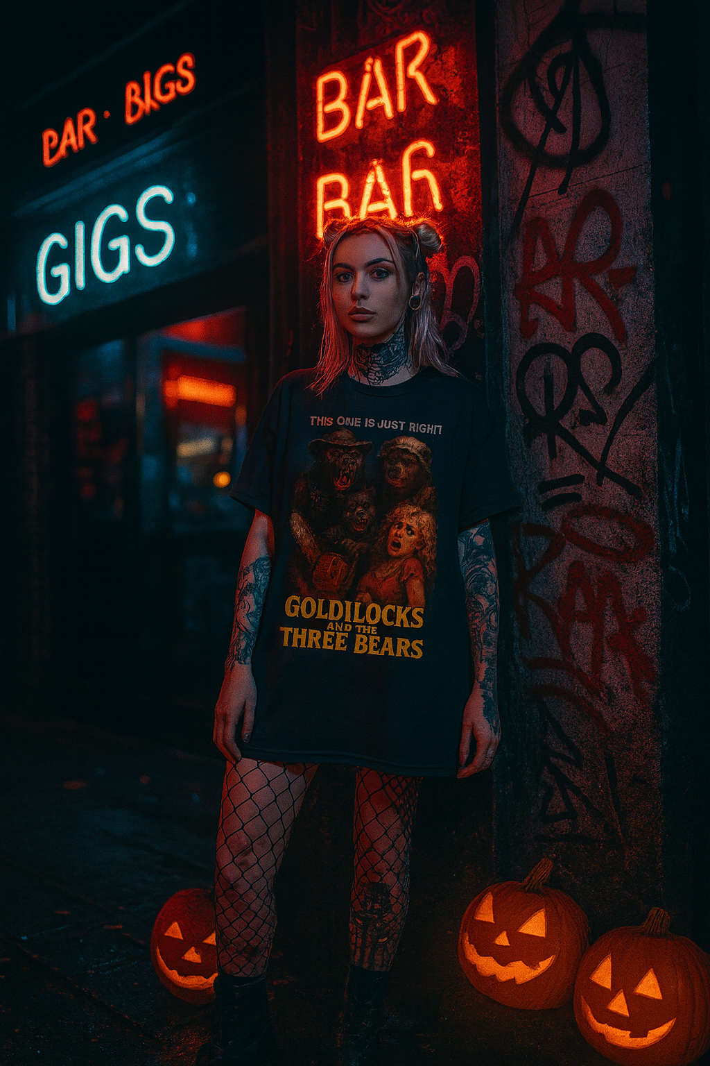 Goldilocks & the Three Bears Horror T-Shirt - Retro Slasher Parody Tee - Perfect for Horror Fans