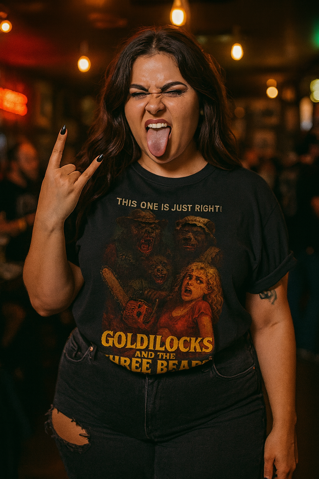 Goldilocks & the Three Bears Horror T-Shirt - Retro Slasher Parody Tee - Perfect for Horror Fans