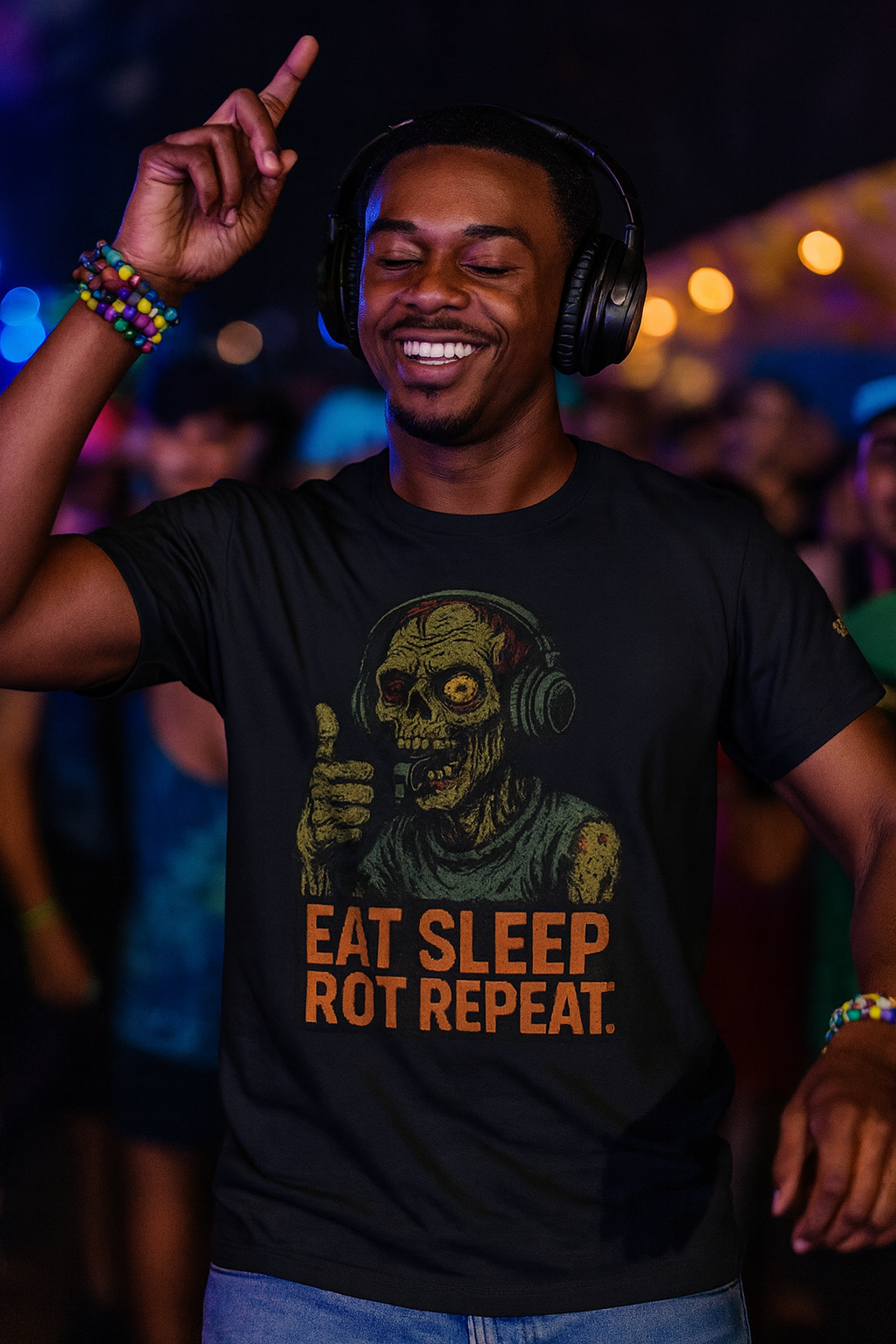 Unisex Zombie T-Shirt: Hilarious 'Eat Sleep Rot Repeat' Graphic Tee - Perfect for Horror Fans & Gym Rats!