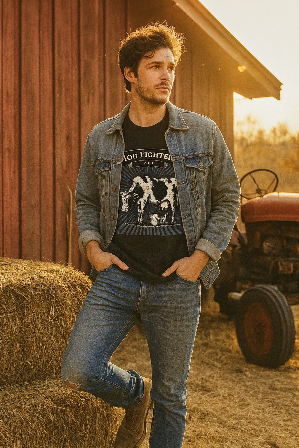 Unisex Moo Fighters T-Shirt - Hilarious Parody Tee - Rock & Rural Humor for Fans
