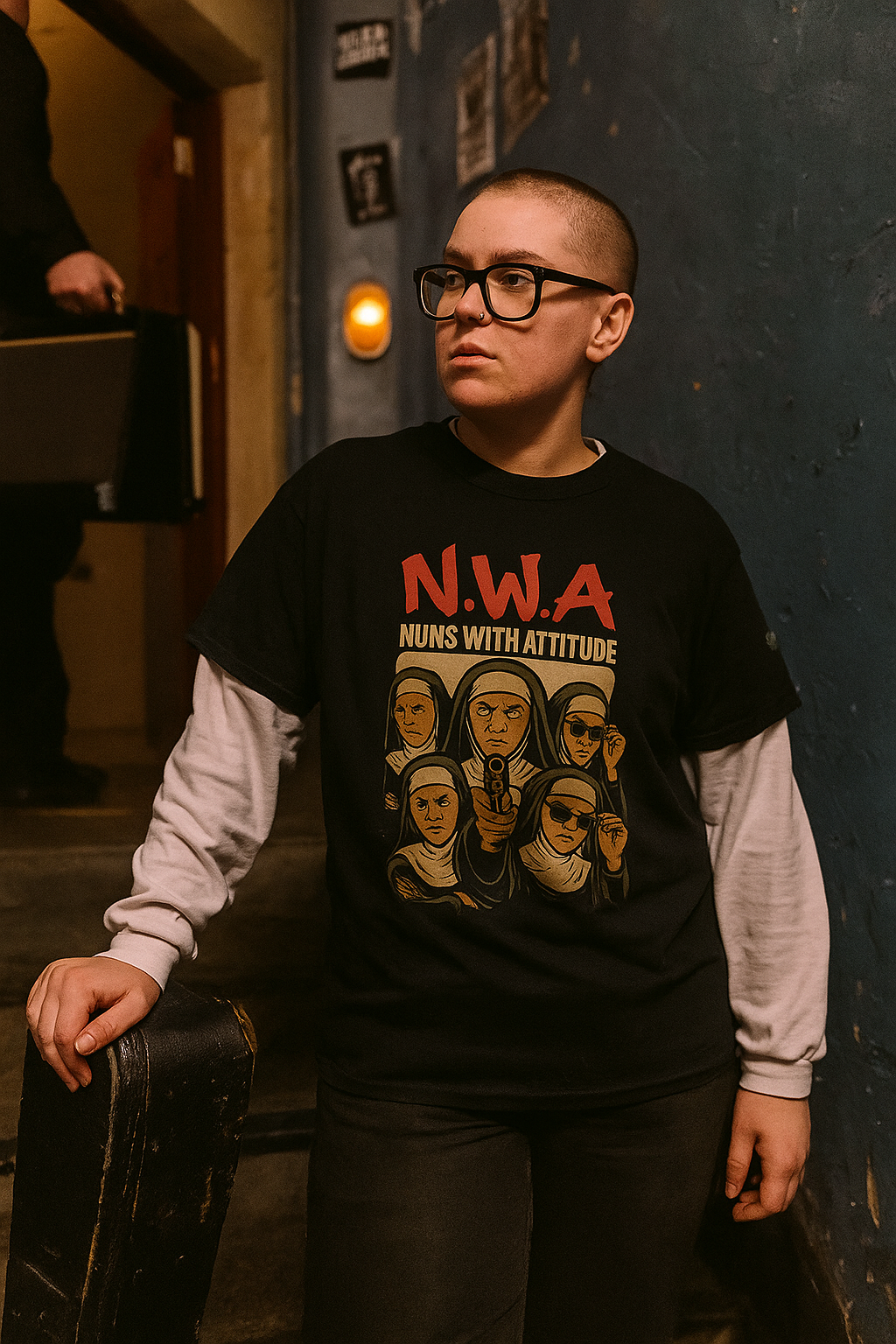Holy Rebels T-Shirt - Nuns With Attitude - Bold Parody Tee with Gangster Style