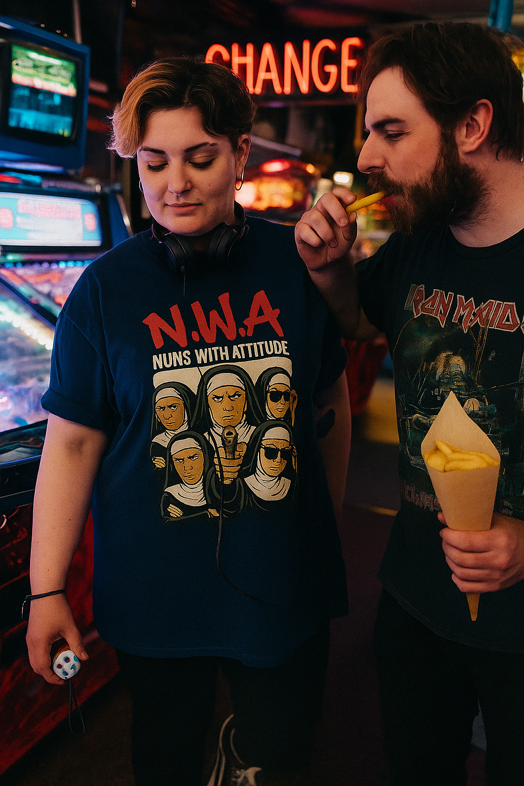 Holy Rebels T-Shirt - Nuns With Attitude - Bold Parody Tee with Gangster Style