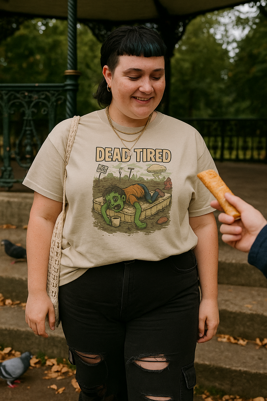 Unisex Dead Tired Zombie T-Shirt - Hilarious Undead Zeb Cartoon - Perfect Gift for Coffee Lovers & Horror Fans