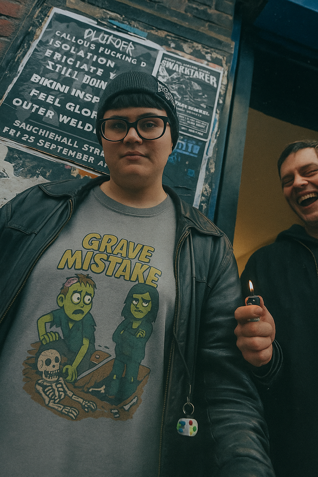 Unisex Grave Mistake T-Shirt - Hilarious Undead Zeb & Skeleton - Perfect Halloween Humor Tee