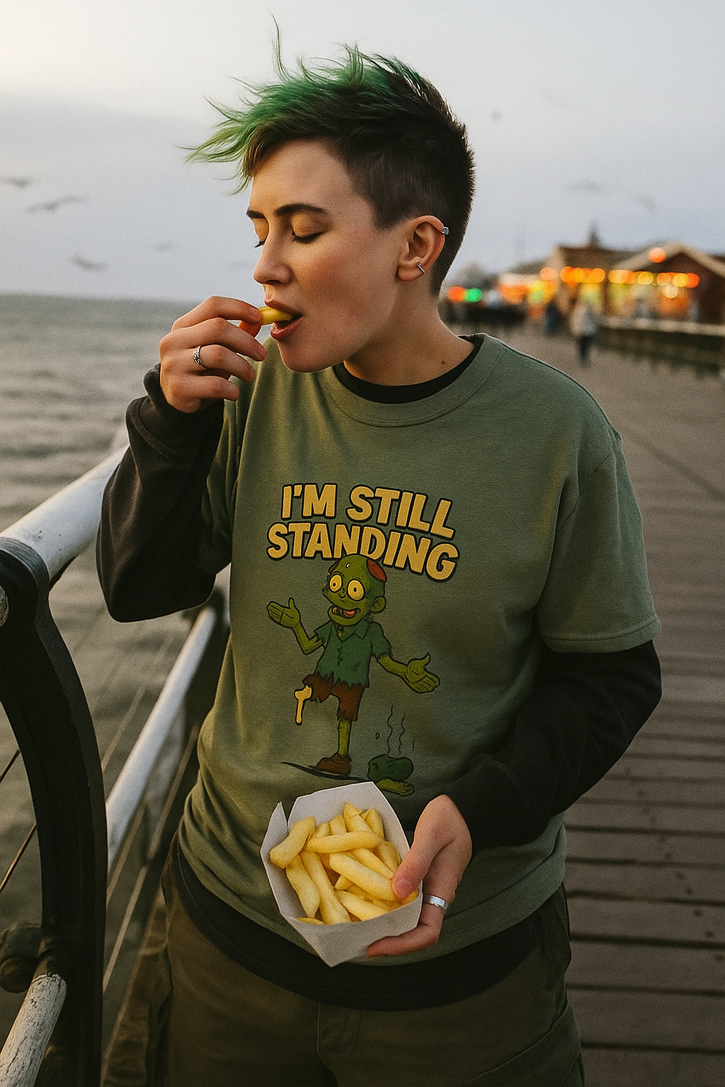 Unisex Hilarious Zombie T-Shirt - Funny Undead Humor Tee - I'm Still Standing Graphic