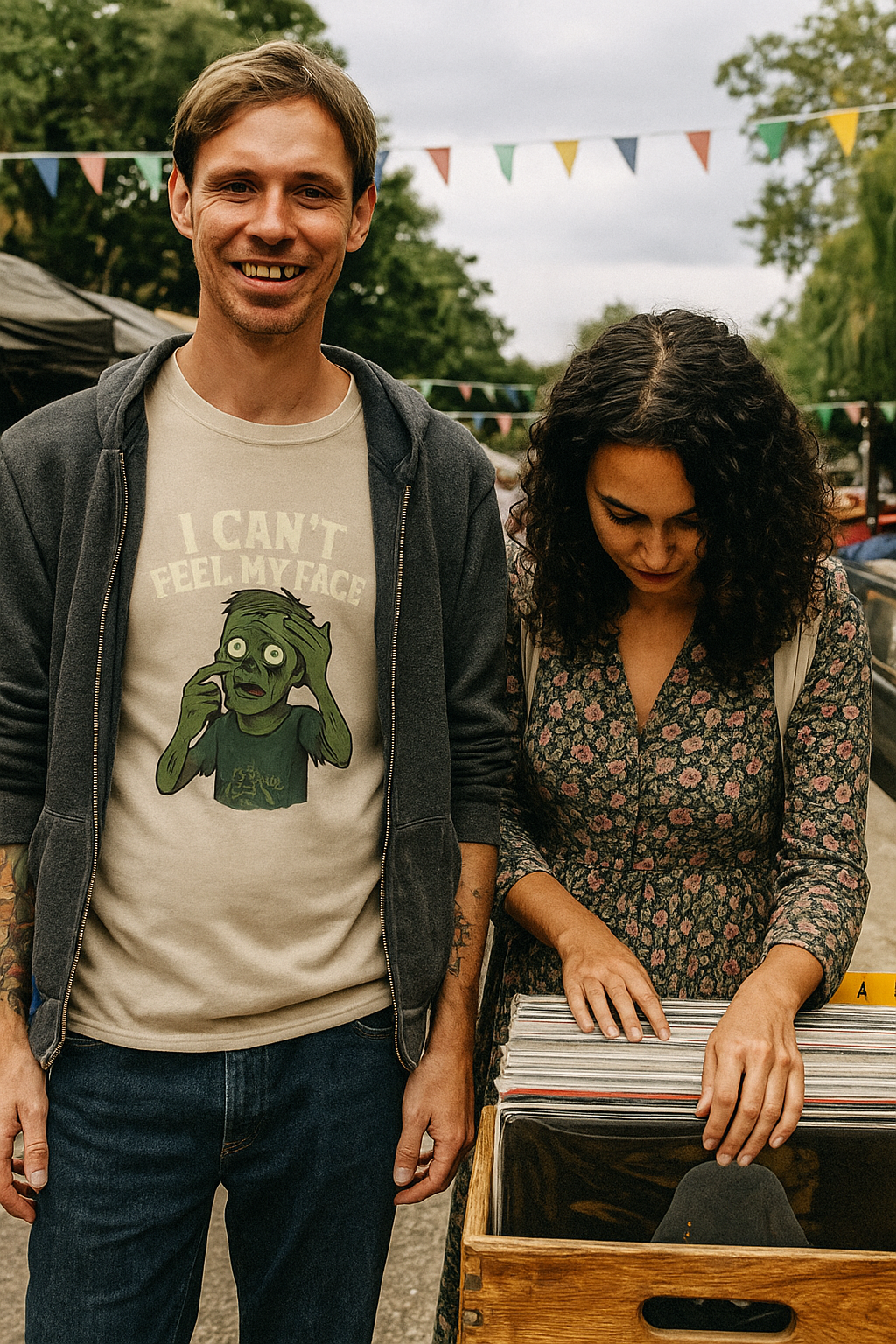 Unisex Hilarious Undead Tee - Zombie Can't Feel His Face T-Shirt - Perfect for Halloween & Humor Lovers