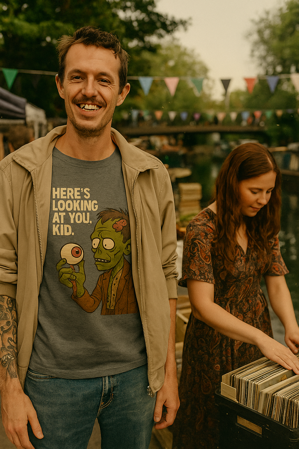 Unisex Here's Looking at you, Kid.  T-Shirt - Hilarious Cartoon Horror Tee - Vintage Design with Classic Quote