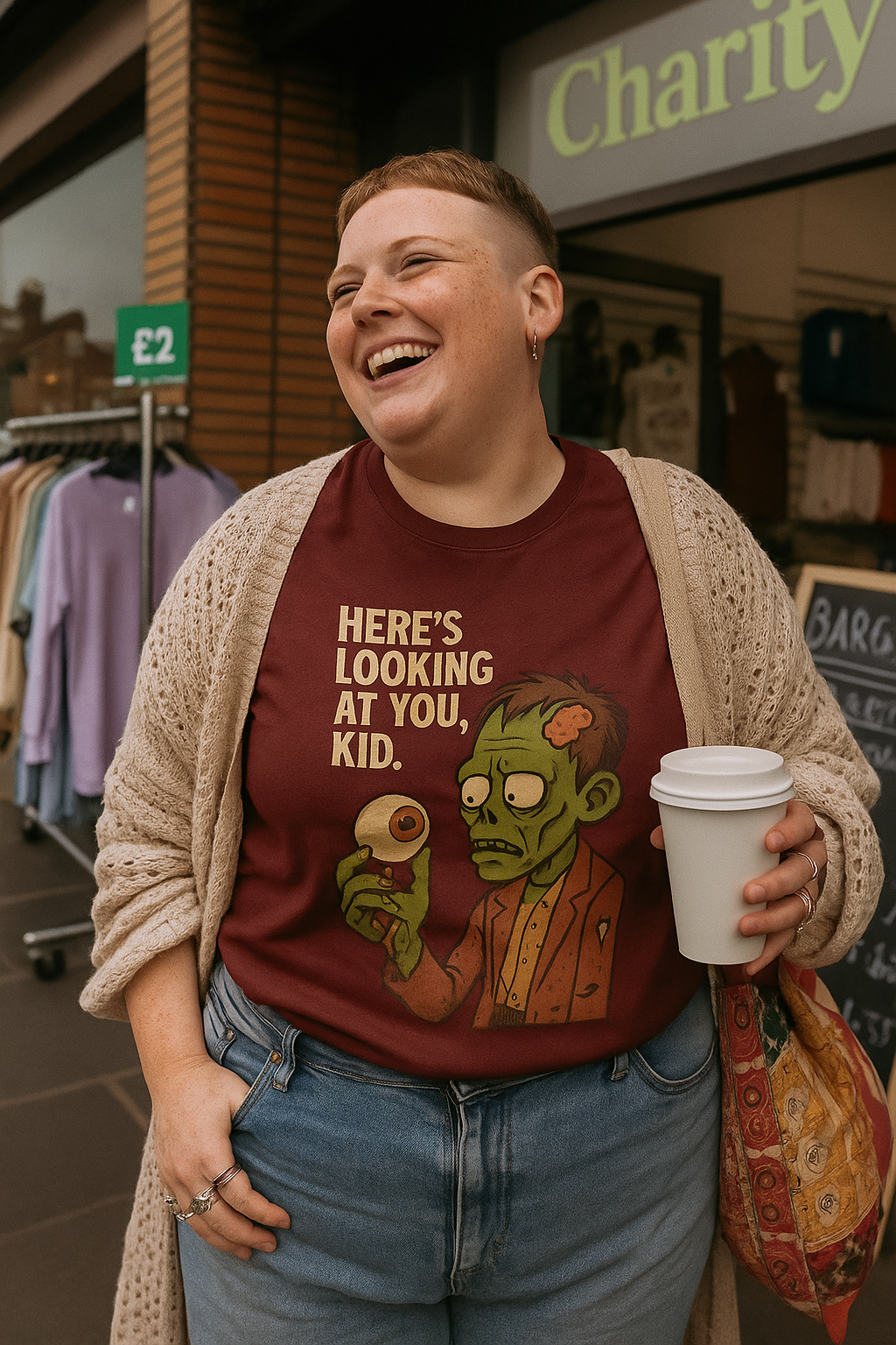 Unisex Here's Looking at you, Kid.  T-Shirt - Hilarious Cartoon Horror Tee - Vintage Design with Classic Quote