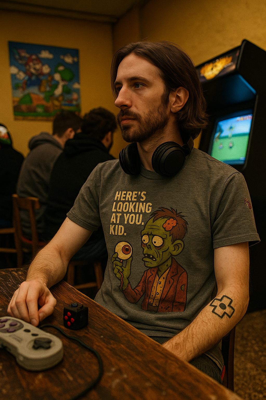 Unisex Here's Looking at you, Kid.  T-Shirt - Hilarious Cartoon Horror Tee - Vintage Design with Classic Quote