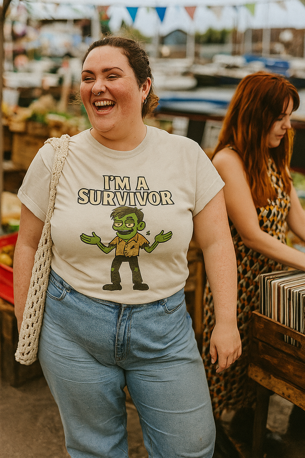 Unisex Bold Zombie T-Shirt - I'm a Survivor - Humorous Horror Tee for Halloween Lovers