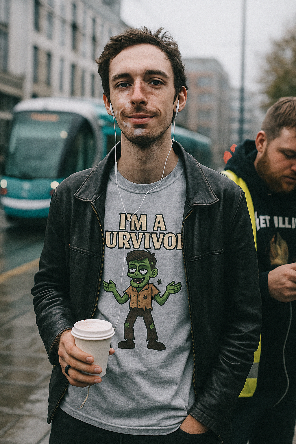 Unisex Bold Zombie T-Shirt - I'm a Survivor - Humorous Horror Tee for Halloween Lovers