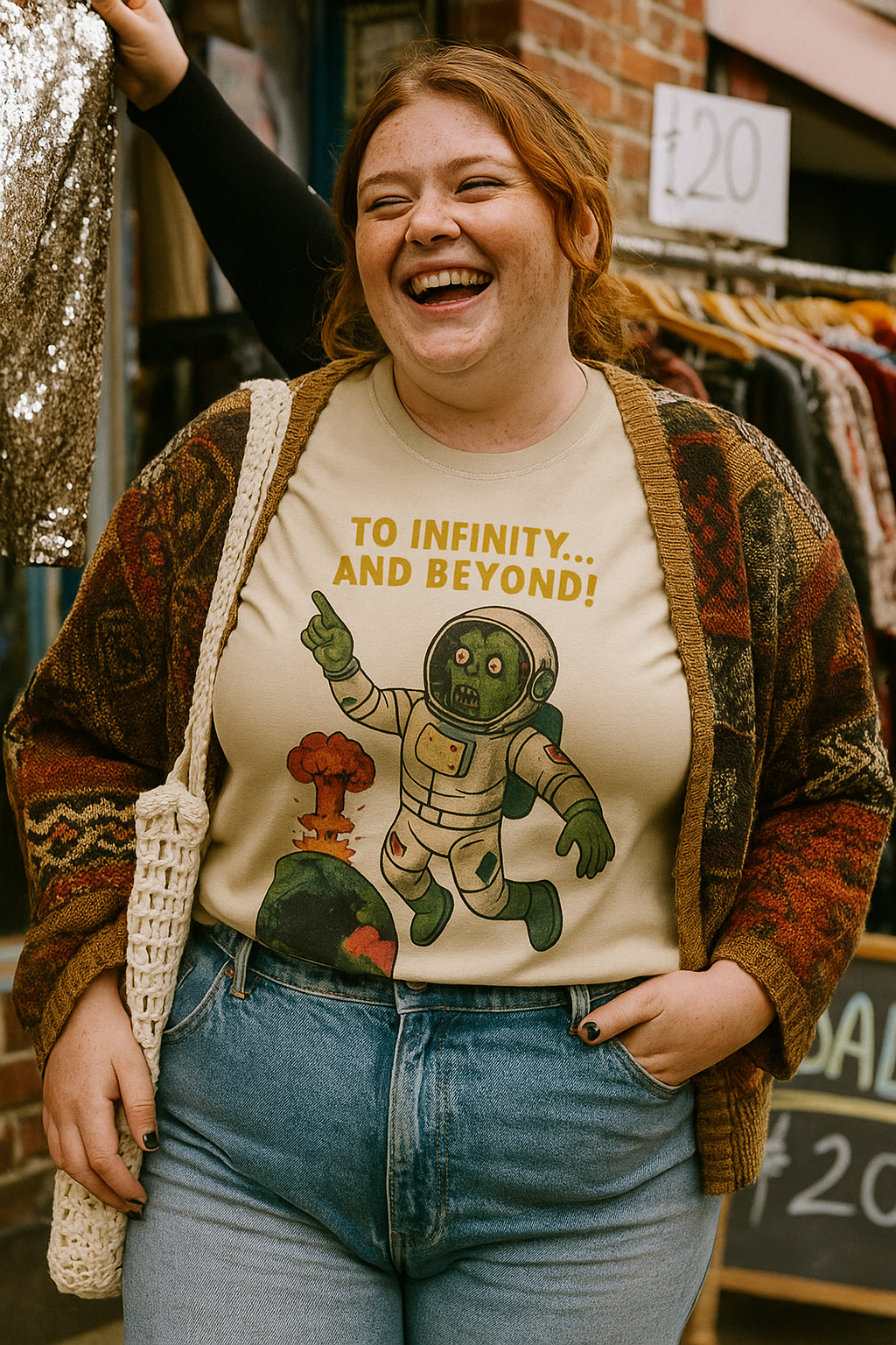 Unisex Zombie Astronaut Tee - Dark Humor T-Shirt - Sci-fi & Horror Mashup - 'To Infinity and Beyond'
