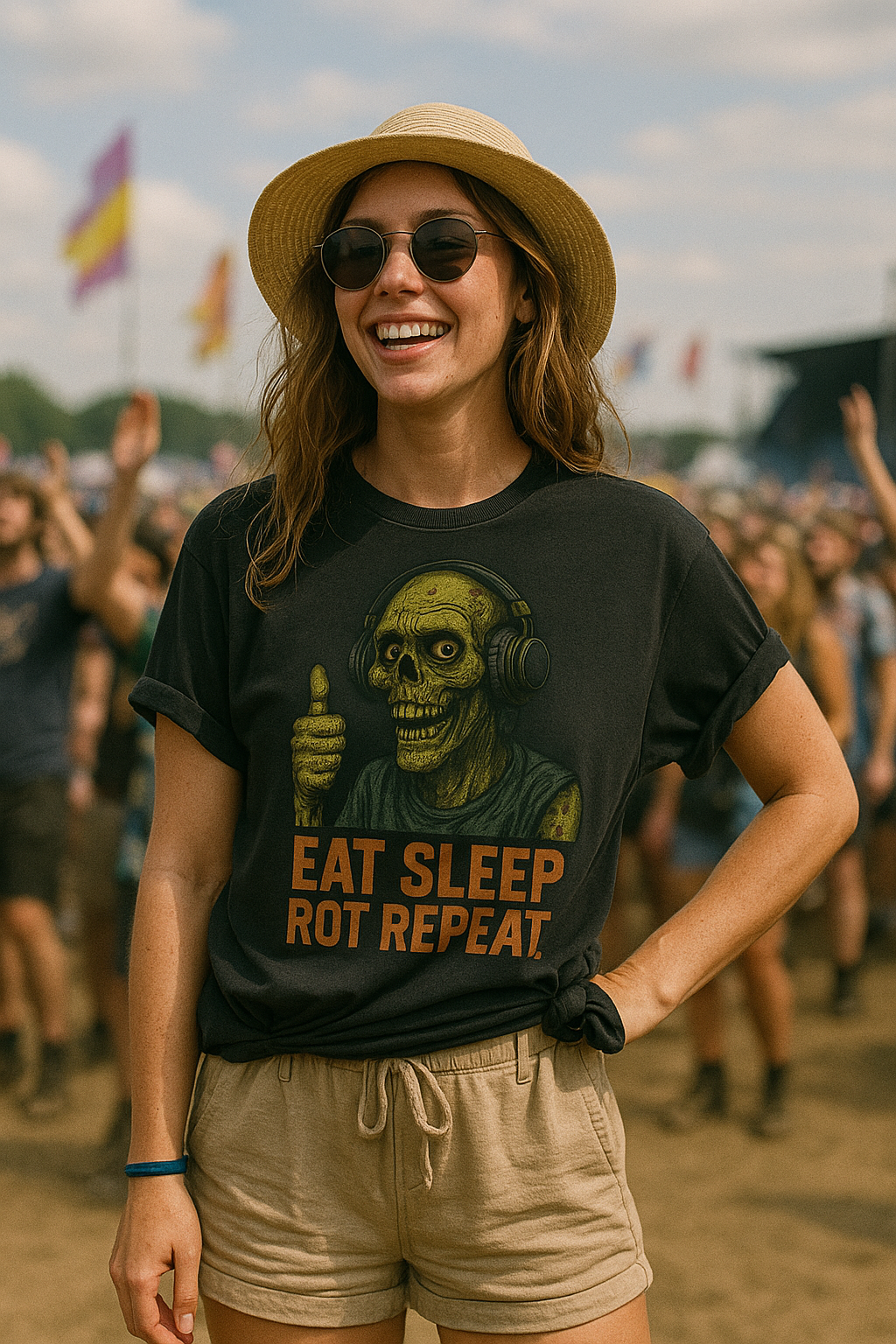 Unisex Zombie T-Shirt: Hilarious 'Eat Sleep Rot Repeat' Graphic Tee - Perfect for Horror Fans & Gym Rats!