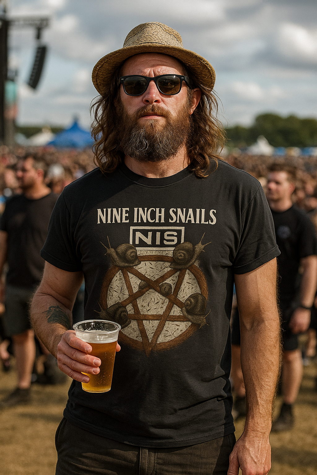 Nine Inch Snails T-Shirt - Hilarious Gothic Parody Tee - Snails on Pentagram Design