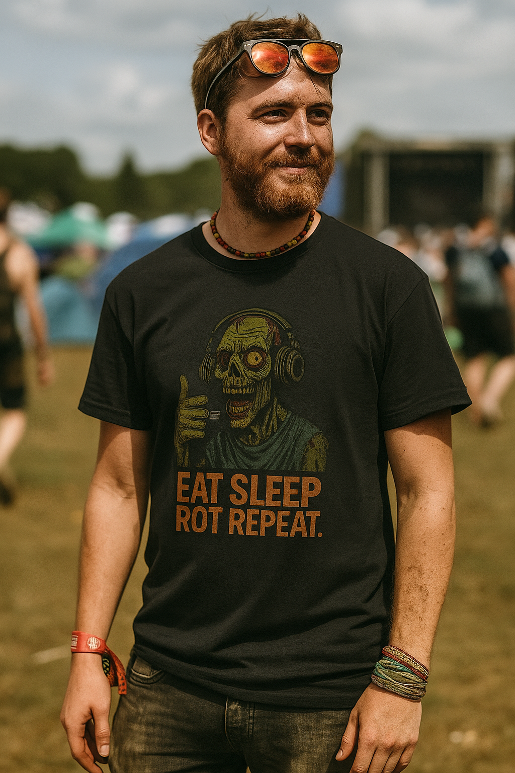 Unisex Zombie T-Shirt: Hilarious 'Eat Sleep Rot Repeat' Graphic Tee - Perfect for Horror Fans & Gym Rats!