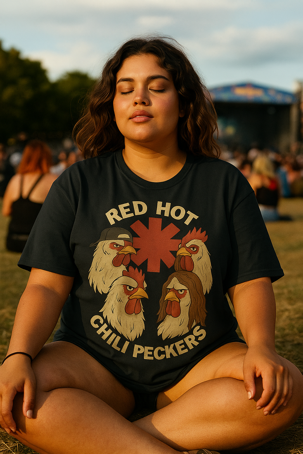 Unisex Cluck Yeah! Red Hot Chili Peckers T-Shirt - Funny Chicken Band Tee - Cool Music Pun Shirt