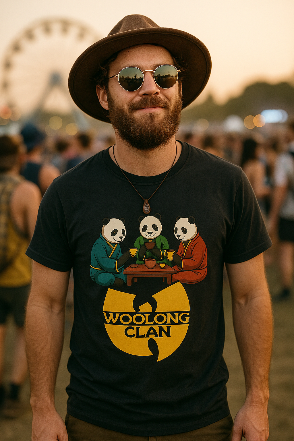 Unisex Woolong Clan T-Shirt - Adorable Panda Tea Ceremony Tee - Hip-Hop Inspired Fun Gift