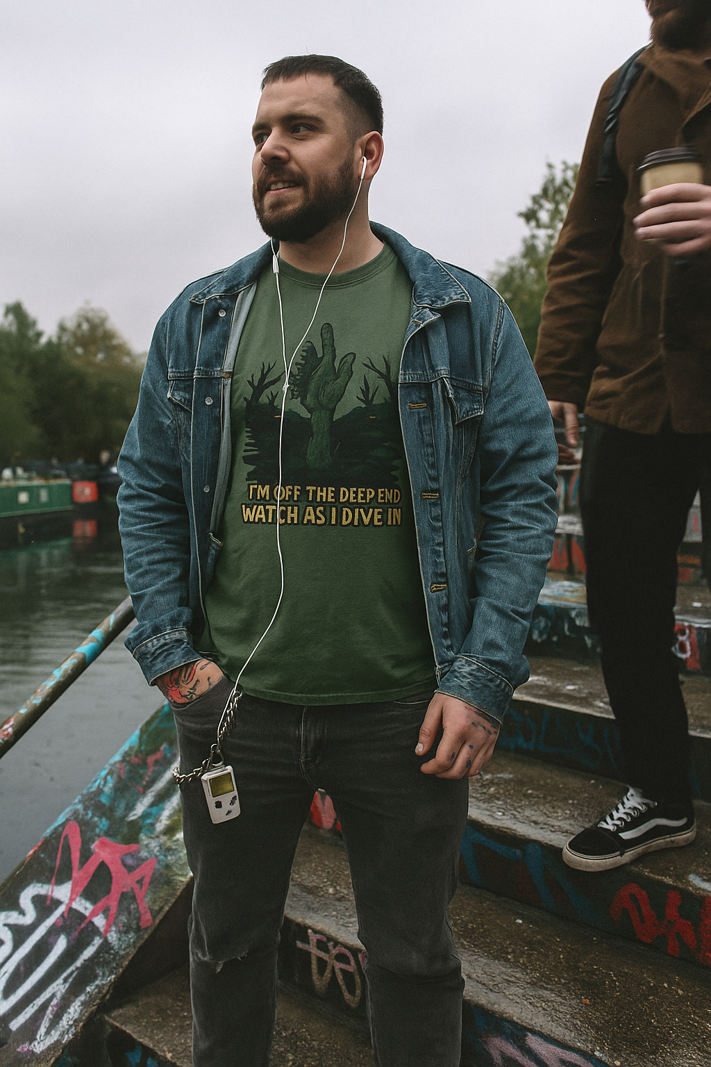 Unisex Off the Deep End Zombie T-Shirt - Spooky Cartoon Design for Horror Fans