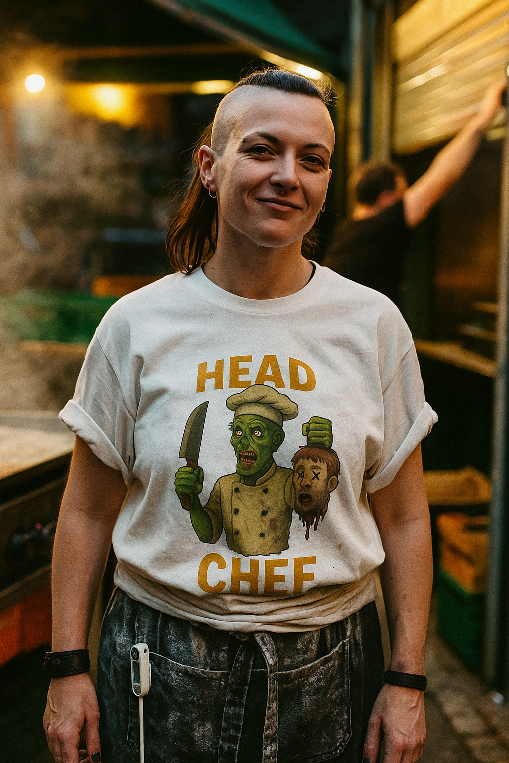 Unisex Head Chef Zombie T-Shirt - Horror Humor Tee for BBQ Dads & Halloween Lovers