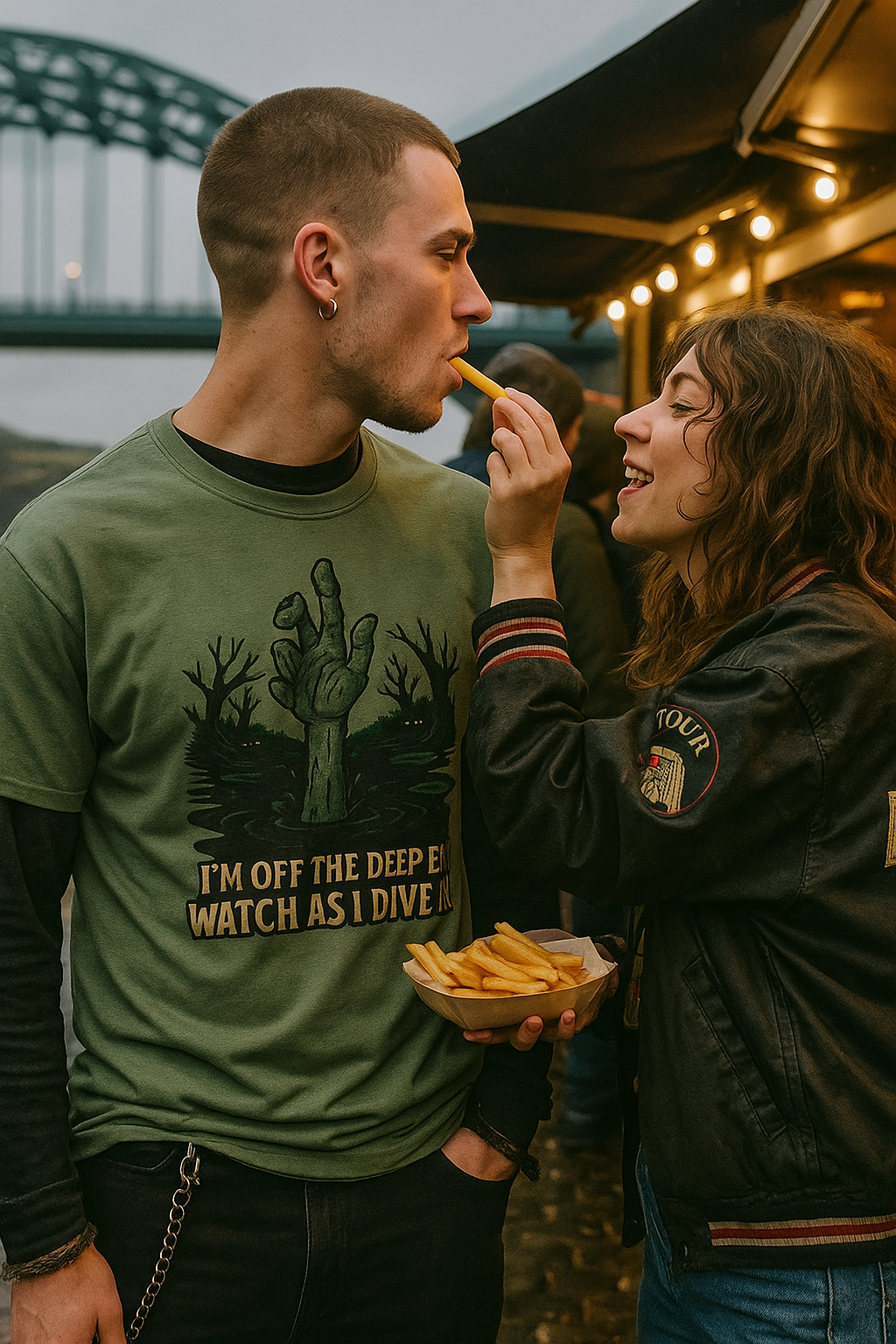 Unisex Off the Deep End Zombie T-Shirt - Spooky Cartoon Design for Horror Fans