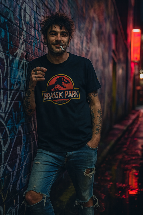 Brassic Park Parody T-Shirt – Humorous Horror-Inspired Design for Style Rebels