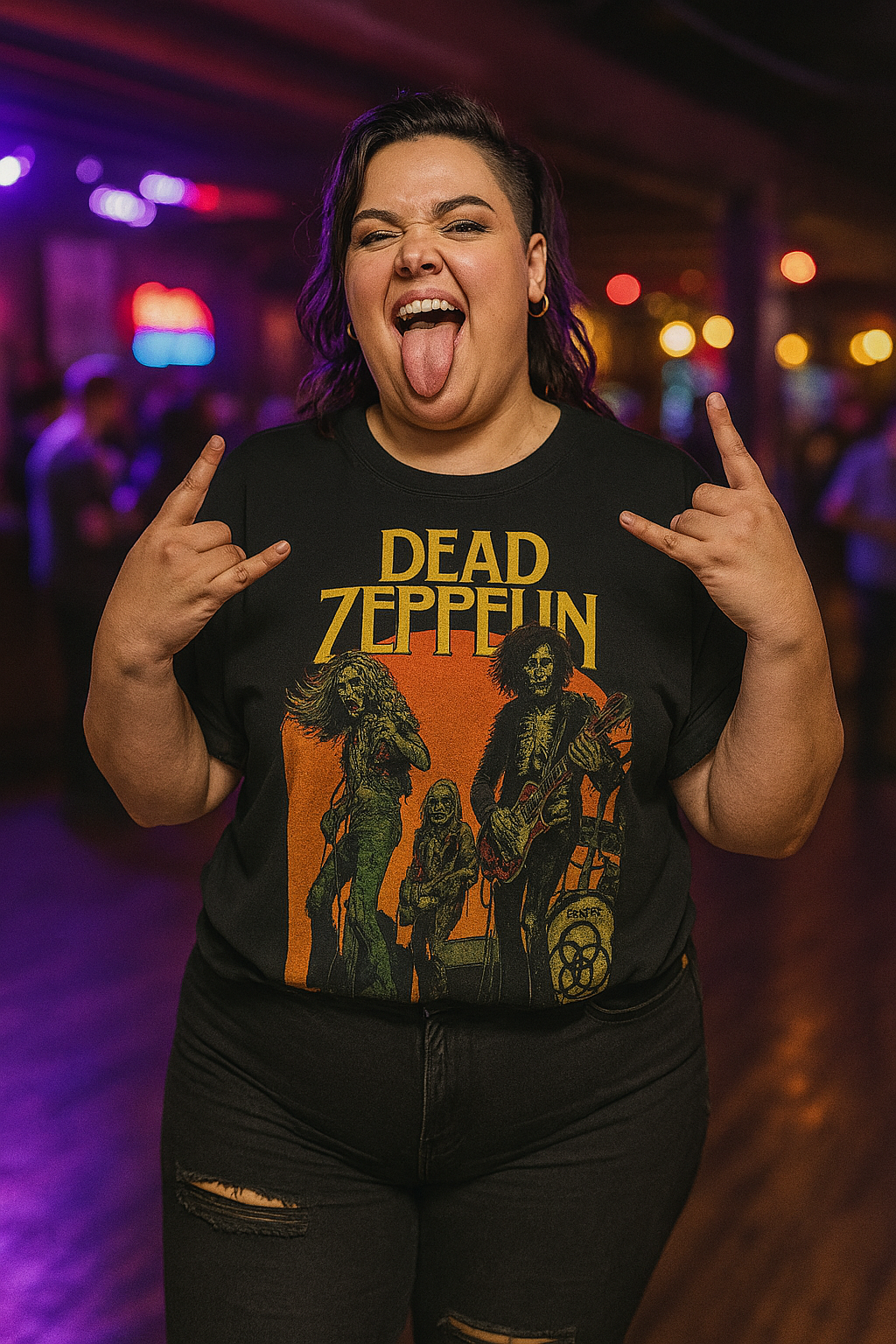 Unisex Dead Zeppelin T-Shirt - Shredding Zombie Rock Parody Tee - Classic Horror Style for Music Lovers
