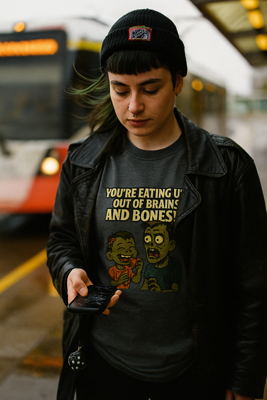 Unisex You're Eating Us Out of Brains and Bones! T-Shirt - Hilarious Undead Family Tee - Perfect Gift for Horror Lovers