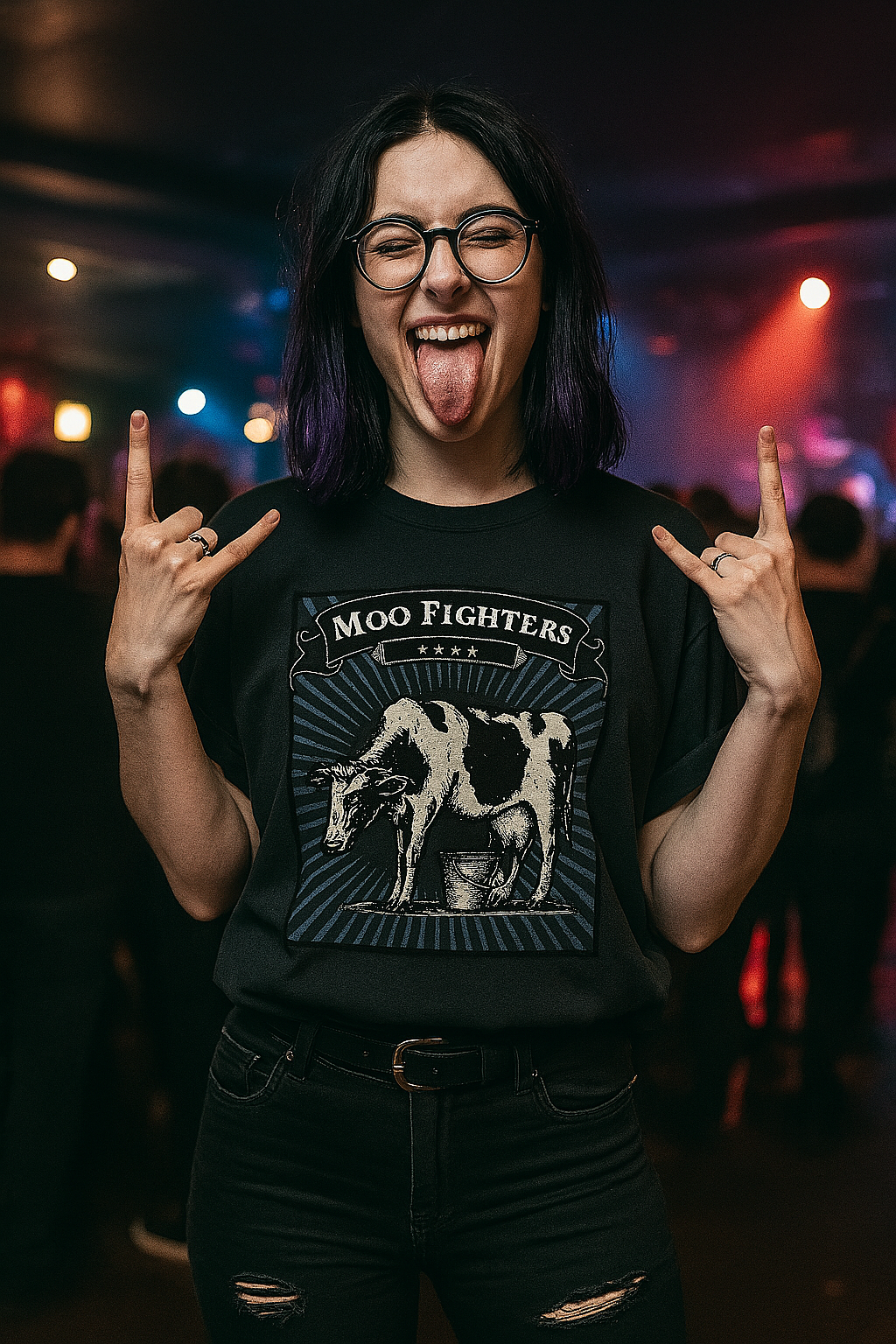 Unisex Moo Fighters T-Shirt - Hilarious Parody Tee - Rock & Rural Humor for Fans