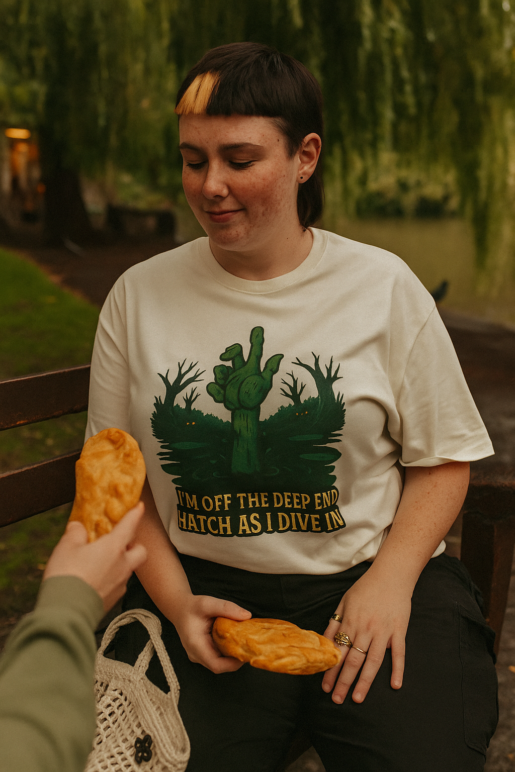 Unisex Off the Deep End Zombie T-Shirt - Spooky Cartoon Design for Horror Fans